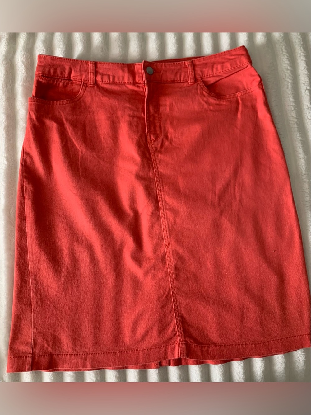 Coral Midi A-Line Denim Skirt